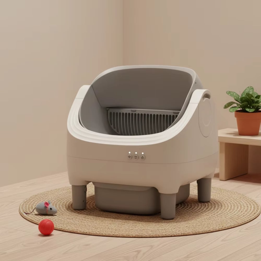 Смарт-лоток для кошек Me&Pet NMP-45 53х45х51 см - бело-серый Смарт-лоток для кошек Me&Pet NMP-45 53х45х51 см - бело-серый