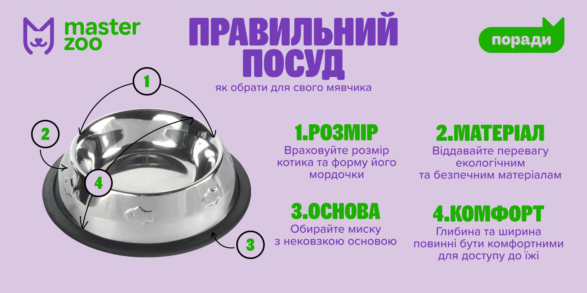 Инфографика посуда для кота |  MasterZoo