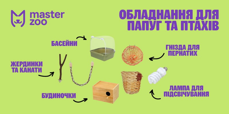 Інфографіка обладнання для птахів |  MasterZoo