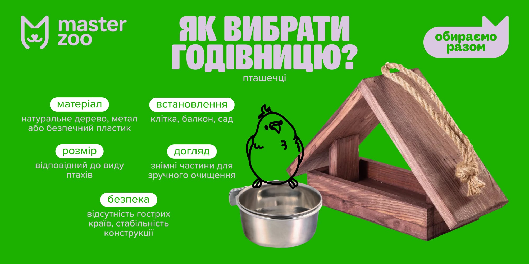 Інфографіка годфвниці для птахів | MasterZoo