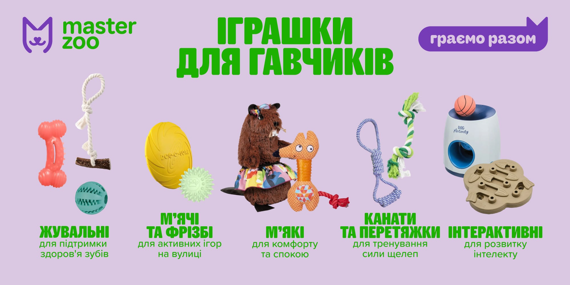 інфографіка іграшки для собак | MasterZoo